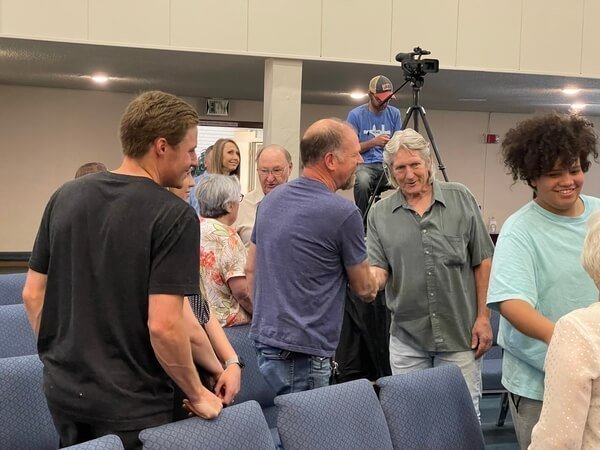 Gentleman shaking hands at First Southern Baptist Church